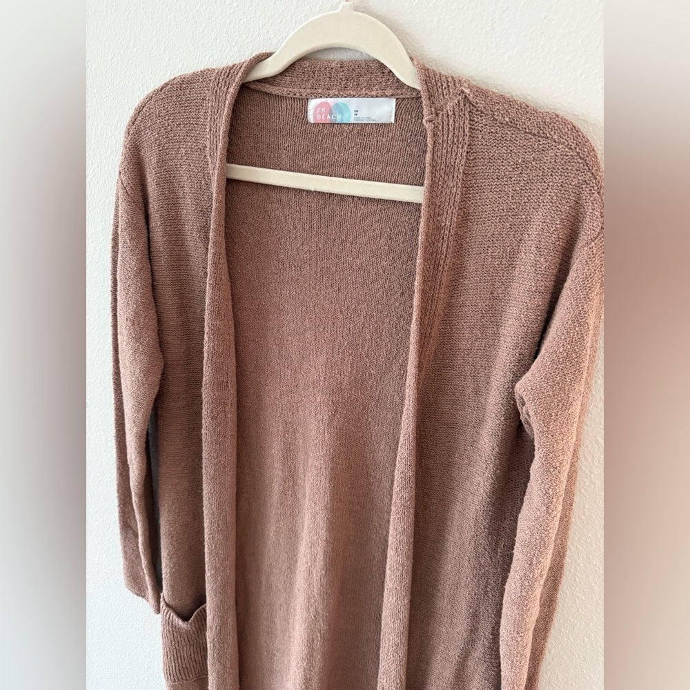 FP Beach Free People Cozy Brown Long Cardigan - Picture 4 of 7